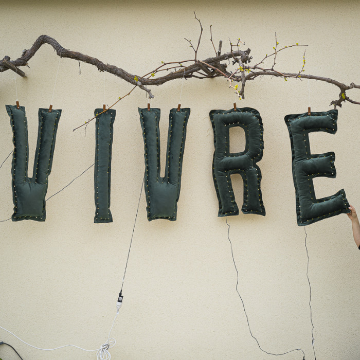 The bright green letters